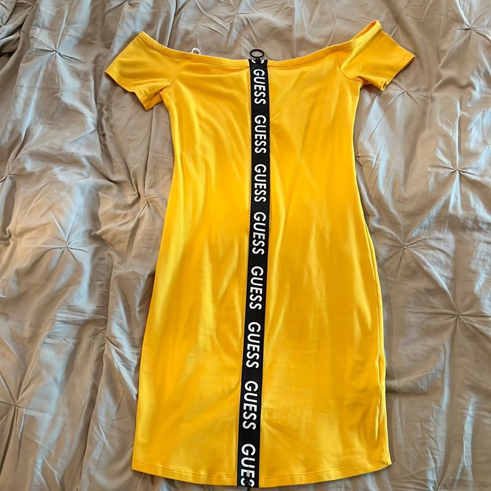 NWT yellow zipper front bodycon dress by Guess